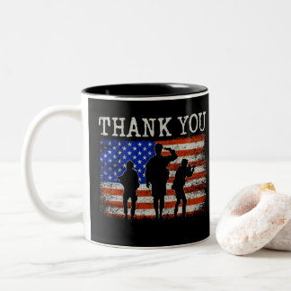 Tasse 2 Couleurs Merci Vétéran Drapeau Américain Hommage au Soldat