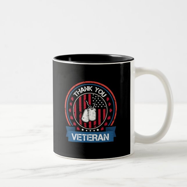 Tasse 2 Couleurs Merci vétéran | Hommage militaire patriotique (Droit)