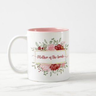 Tasse 2 Couleurs Mère de la mariée cadeau Elégante aquarelle floral