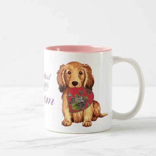 Tasse 2 Couleurs Mère du coeur de Dachshund (Droit)