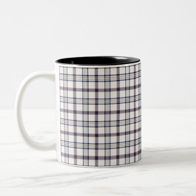 Tasse 2 Couleurs Merino White and Blue Zodiac Plaid (Gauche)