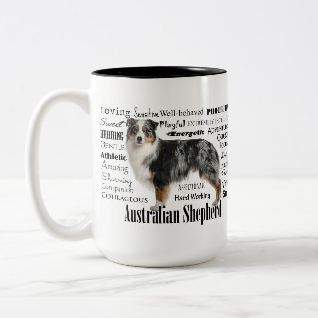 Tasse 2 Couleurs Merle Australian Shepherd (Gauche)