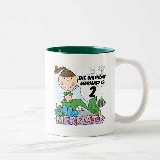 Tasse 2 Couleurs Mermaid 2e Anniversaire Tshirts et cadeaux (Droit)