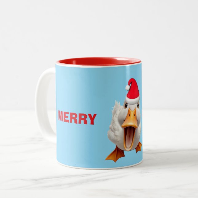 TASSE 2 COULEURS MERRY CHRISTMAS DUCK (Devant gauche)
