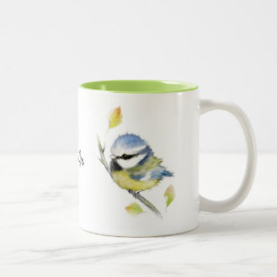 Tasse 2 Couleurs Mésange bleue personnalisée Boug d'oiseaux
