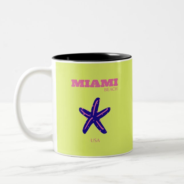 Tasse 2 Couleurs Miami, Miami Beach, Travel Art, Preppy (Gauche)