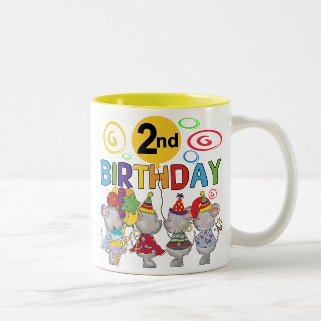 Tasse 2 Couleurs Mice 2e anniversaire T-shirts et cadeaux (Droit)