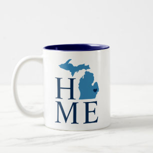 Tasse 2 Couleurs Michigan Home Blue and Navy Custom City Heart