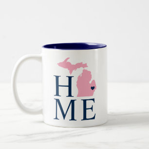 Tasse 2 Couleurs Michigan Maison Navy Blue et Rose Cœur de Ville Pe