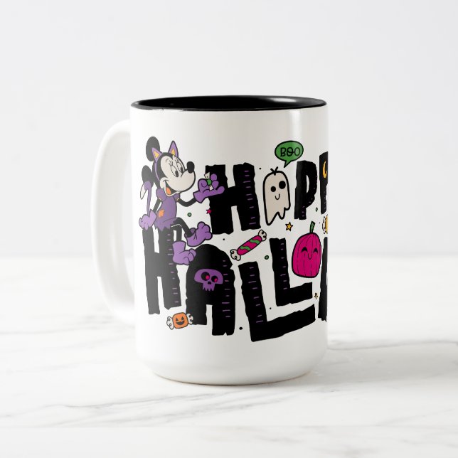 Tasse 2 Couleurs Mickey et Minnie - Bonne Halloween (Devant gauche)