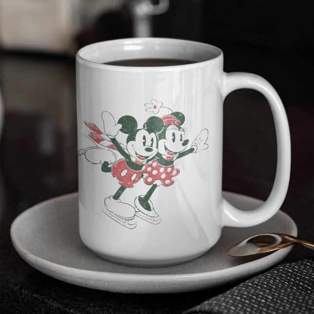 Tasse 2 Couleurs Mickey & Minnie | Noel de patinage de Noël (Créateur téléchargé)