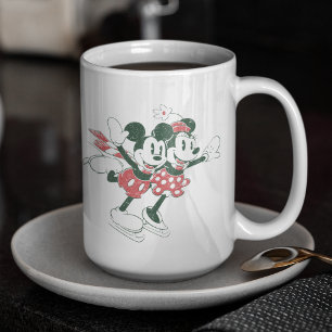 Tasse 2 Couleurs Mickey & Minnie Patinage de Noël
