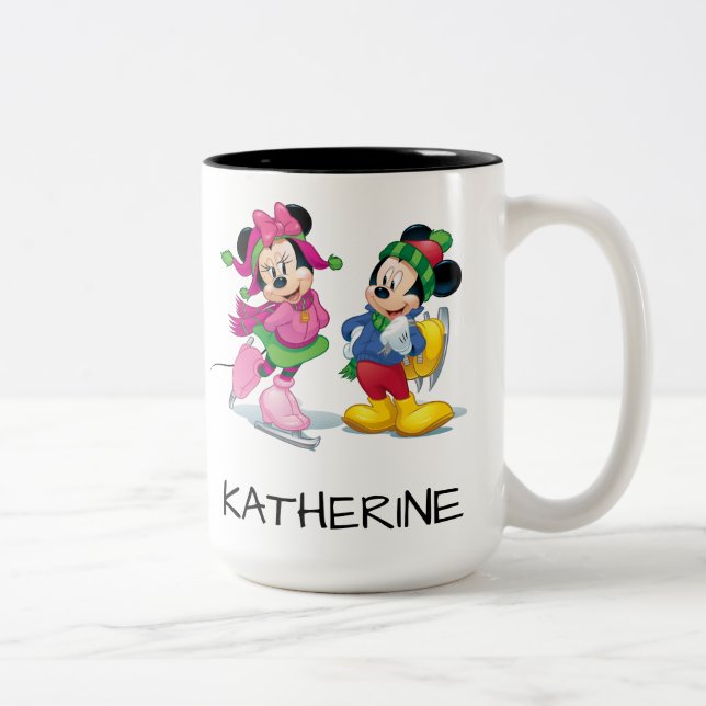 Tasse 2 Couleurs Mickey & Minnie Patinage sur glace (Droit)