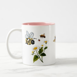 Tasse 2 Couleurs Mignon dessin animé petite abeille coccinelle marg
