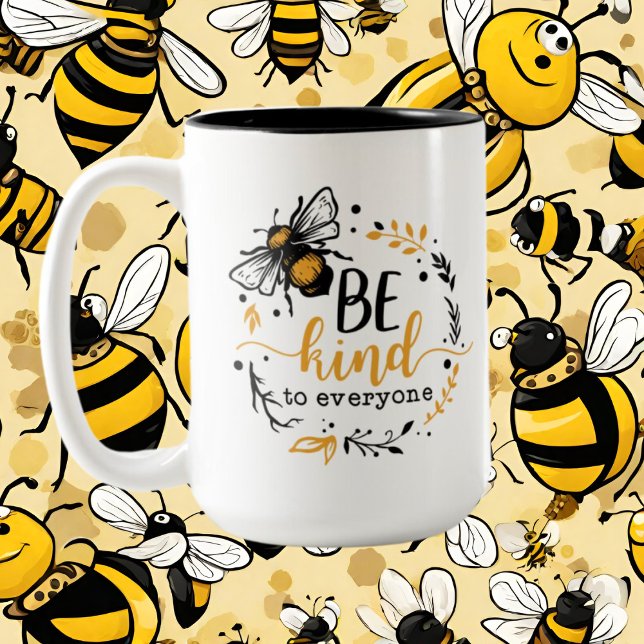 Tasse 2 Couleurs mignon inspirant amoureux des abeilles mot art (Créateur téléchargé)
