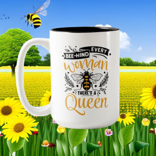 Tasse 2 Couleurs mignon reine abeille mot art ajouter monogramme