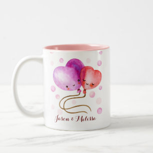 Tasse 2 Couleurs Mignonne Valentine's Day Balloons Monogramme