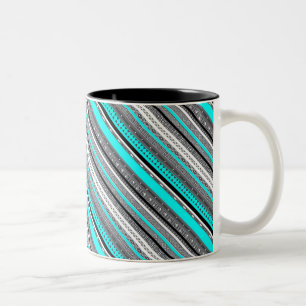 Tasse 2 Couleurs Mignons motifs aztèques gris aqua