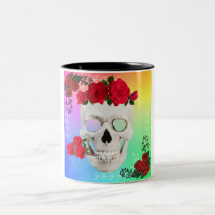 Tasse 2 Couleurs Mikitiez crâne rose baroque arc-en-ciel