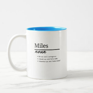 Tasse 2 Couleurs Miles, Garçon Personnalisé Nom Définition