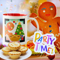 Mince Pie Photobombed by Gingerbread Man