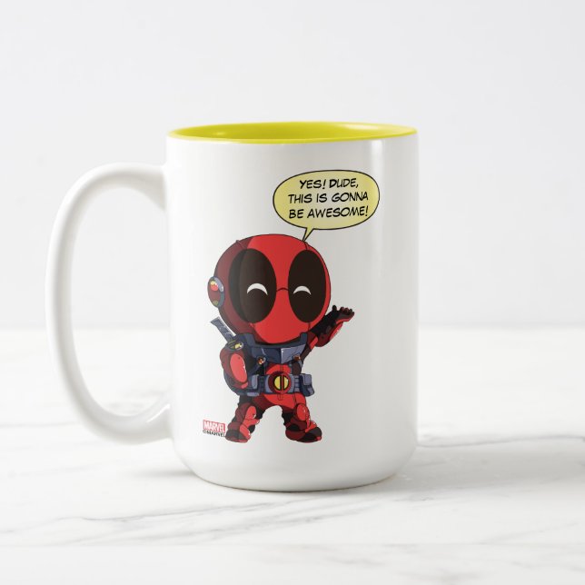 Tasse 2 Couleurs Mini Deadpool en armure (Gauche)