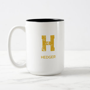 TASSE 2 COULEURS MINIMALISTE MONOGRAMME À UNE LETTRE EN OR NOM BLAN