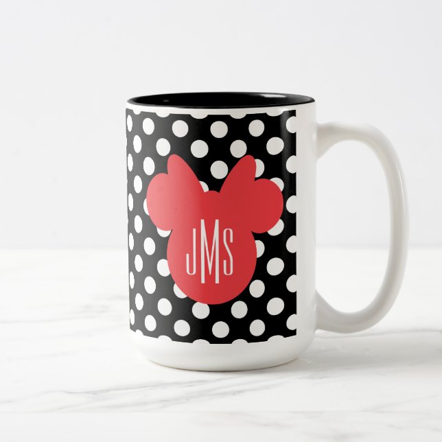 Tasse 2 Couleurs Minnie | Black and White Polka Dot Monogram (Droit)