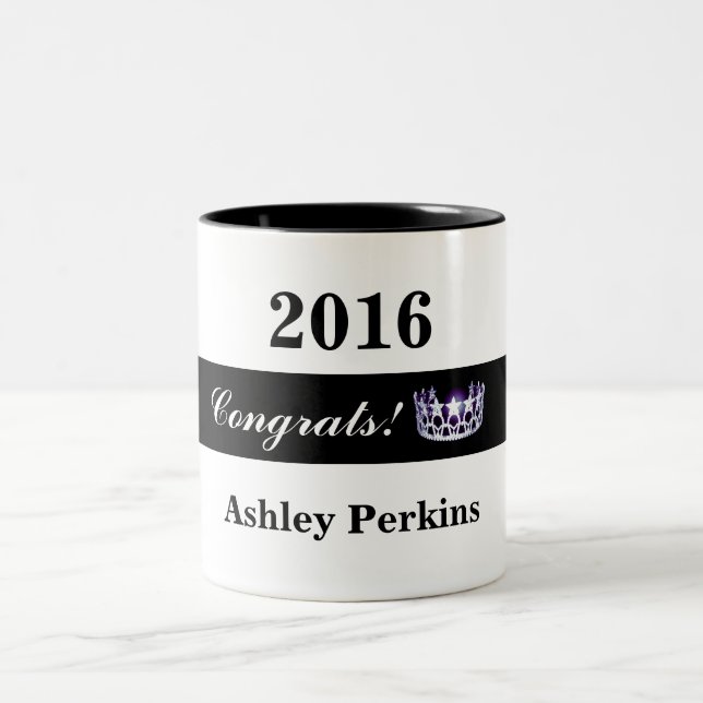 Tasse 2 Couleurs Miss America style américain Pageant Crown Congrat (Centre)