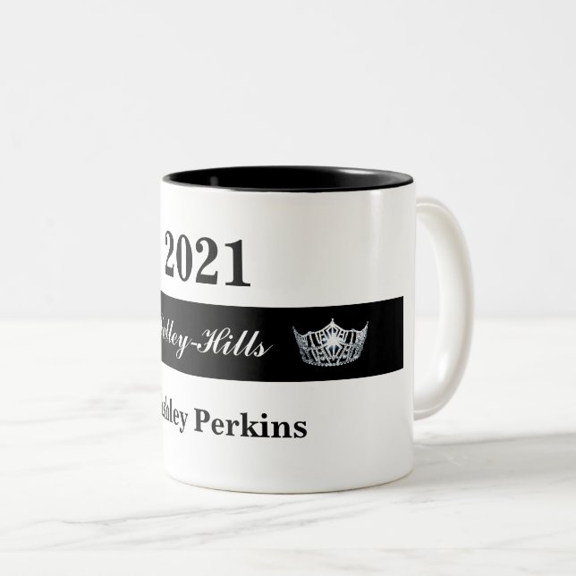 Tasse 2 Couleurs Miss America style Pageant Crown Votre titre Musiq (Devant droit)