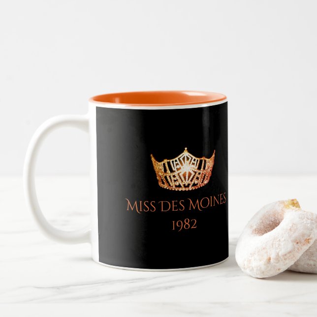 Tasse 2 Couleurs Miss America style Personnalisé Nom Orange Crown M (Avec donut)