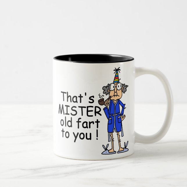 Tasse 2 Couleurs Mister Old Fart Humour d'anniversaire (Droit)