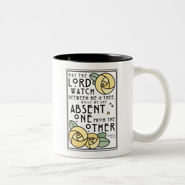 Tasse 2 Couleurs Mizpah Blessing | Rose Glasgow jaune (Droit)