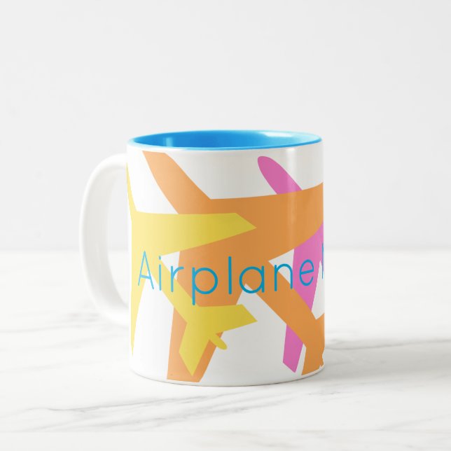 Tasse 2 Couleurs MODE AVION coloré Pilote Pilote Voyage amusant (Devant gauche)