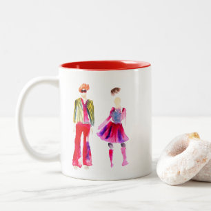 Tasse 2 Couleurs Mode illustration aquarelle boho