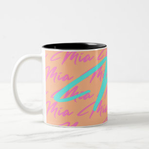 Tasse 2 Couleurs Modèle de nom répétitif Mia