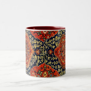 Tasse 2 Couleurs Modèle de tapis oriental en bleu&orange