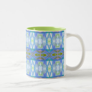 Tasse 2 Couleurs modèle ethnique bleu de fractale