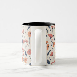 Tasse 2 Couleurs Modèle floral dessiné à la main