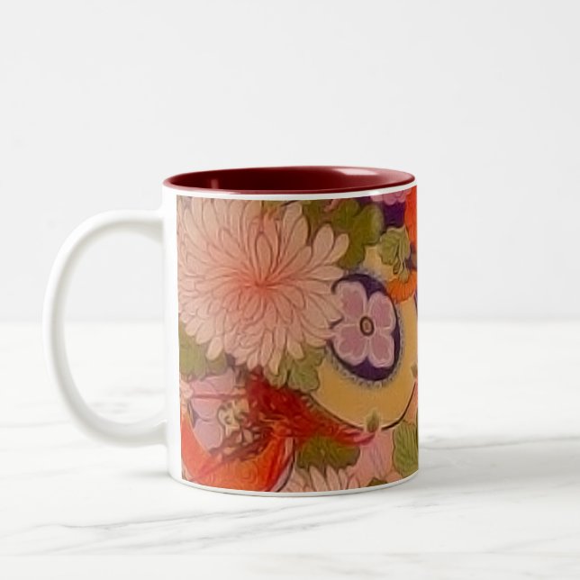 Tasse 2 Couleurs Modèle floral rose kimono (Gauche)