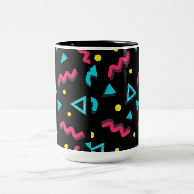 Tasse 2 Couleurs Modèle Memphis 80s dynamique Modèle géométrique Pa (Centre)