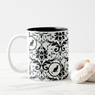 Tasse 2 Couleurs Modèle moderne élégante de Damas de chat