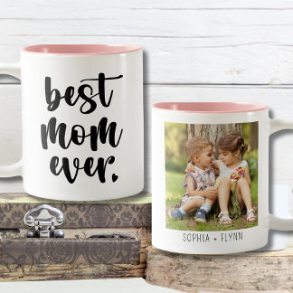 Tasse 2 Couleurs Modern Cute Meilleure Maman Ever Enfants Noms Phot