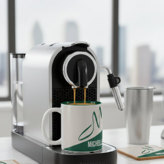Tasse 2 Couleurs Modern Forest Green & Cream Signature Monogram