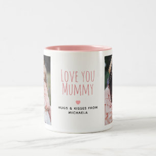 Tasse 2 Couleurs Modern Love maman 2 Photos & Message Personnel