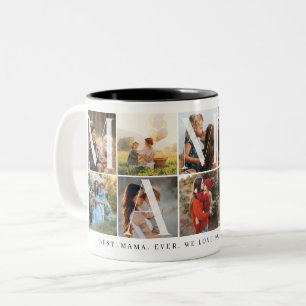 Tasse 2 Couleurs Modern Mama Collage, 10 Grille photo, Cadeau pour 