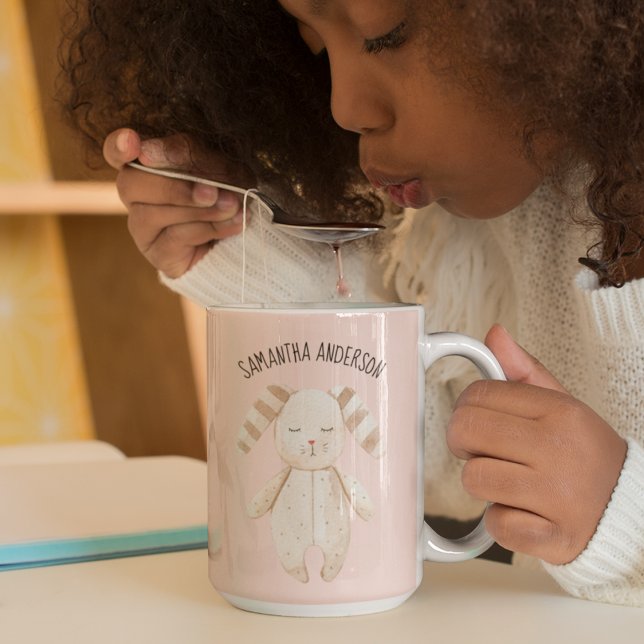 Tasse 2 Couleurs Modern Pastel Pink Bunny (Créateur téléchargé)