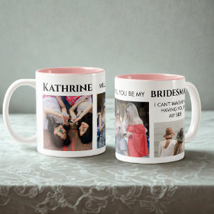 Tasse 2 Couleurs Moderne 3 photos bridesmaid propositions cadeaux