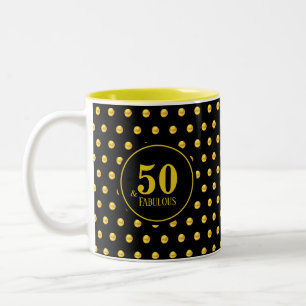 Tasse 2 Couleurs Moderne Cinquante et Fabuleux avec des points doré