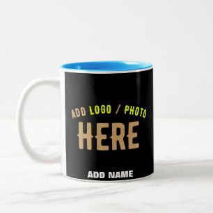 TASSE 2 COULEURS MODERNE ET MODERNE PERSONNALISABLE NOIR VÉRIFIÉ